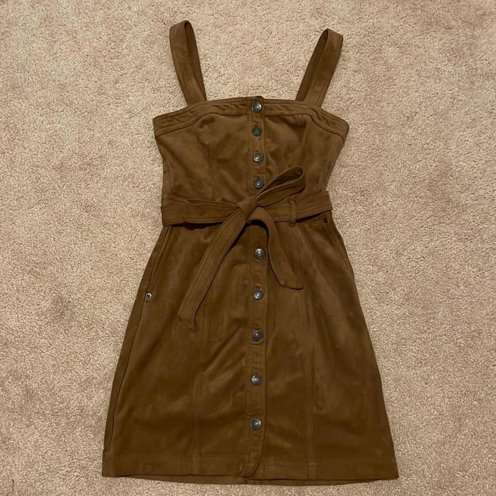 Abercrombie button up brown suede dress size XXS